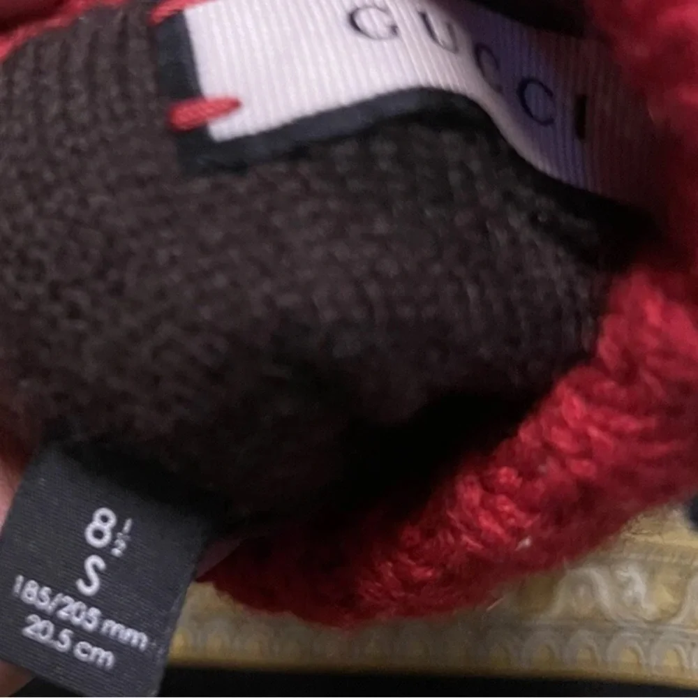 $1280 Gucci Women Lambskin Leather/Cashmere Gloves 8.5